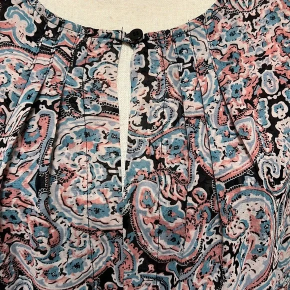 3. C Boho Blouse in Paisley Print, Split Sleeves, Size Large - Picture 4 of 16